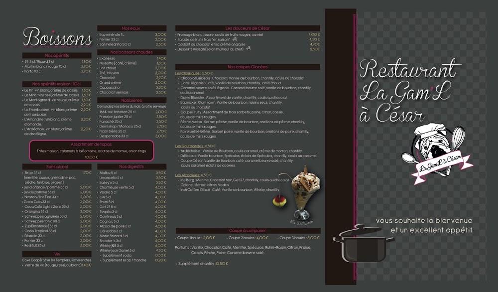 Restaurant La Gam'l à César - Menu Image 1